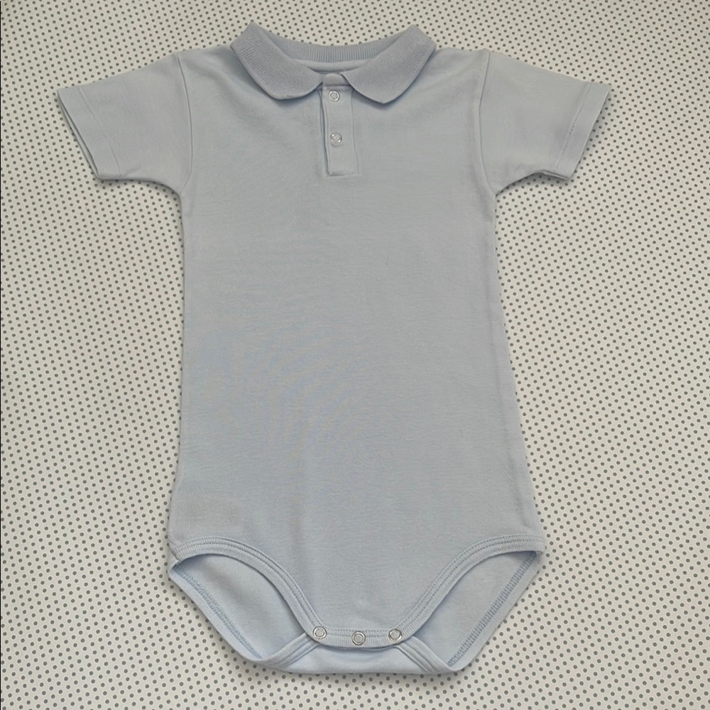 Petit Bateau Light Blue Polo Colar Bodysuit